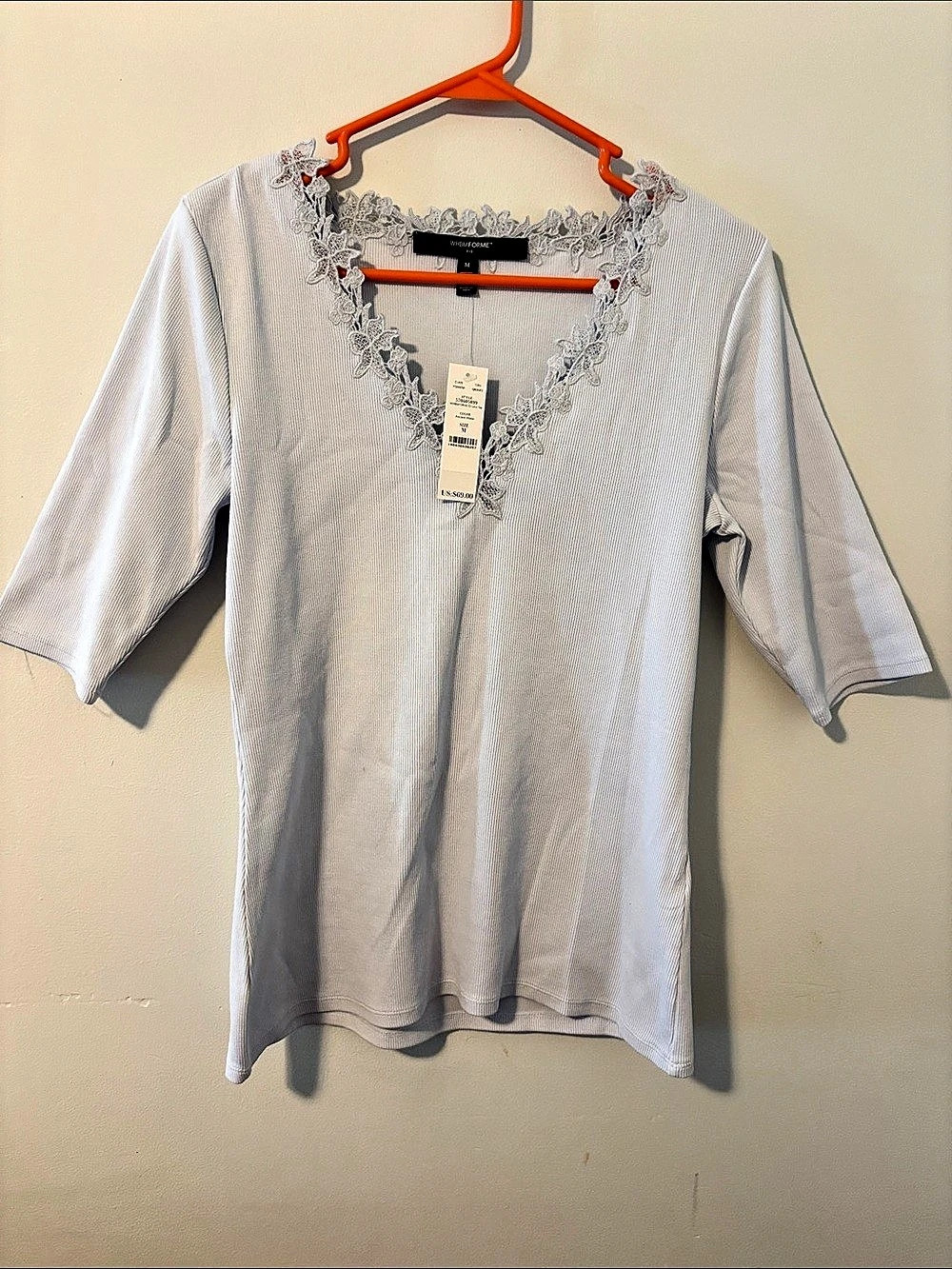 WHBM FORM Lace Neck Tunic Gray Size Medium NWT